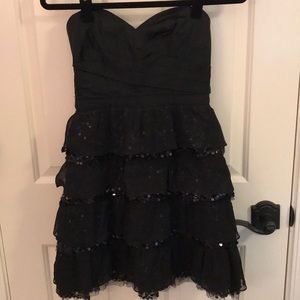 Black Strapless Dress with Sequin Ruffles